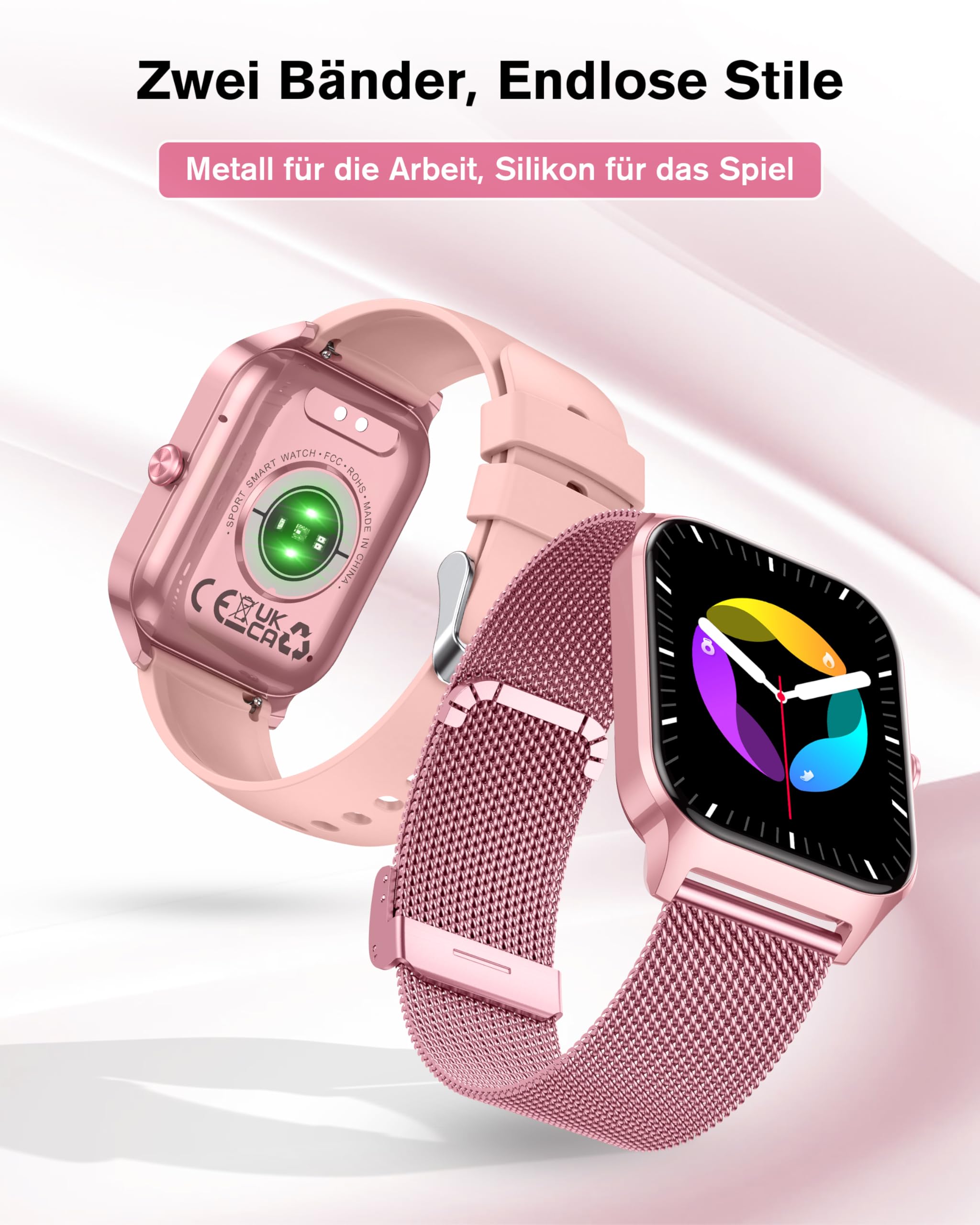 KALINCO Smartwatch Herren Damen, Blutdruckuhr mit Bluetooth-Telefonie, AI Fitness Tracker mit Herzfrequenz SpO2 Stress, 100+ Sportmodi Fitnessuhr,Weltuhr, Schlafanalyse, Geschenkideen für iOS Android