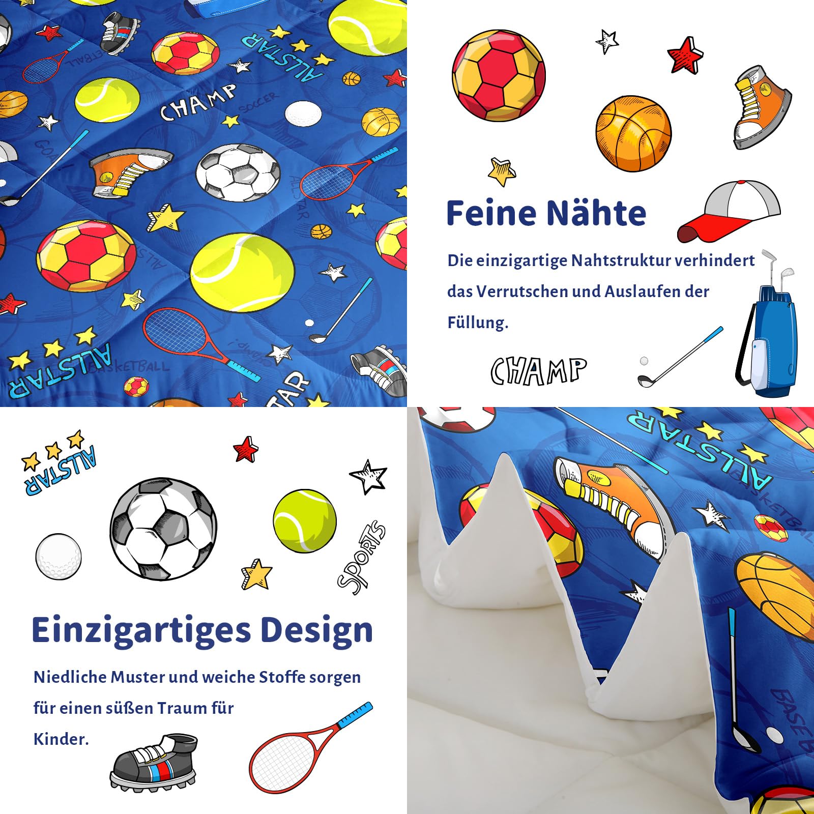 Edredón infantil de 135 x 200 cm, para todo el año, con 2 fundas de almohada de 80 x 80 cm, suave microfibra