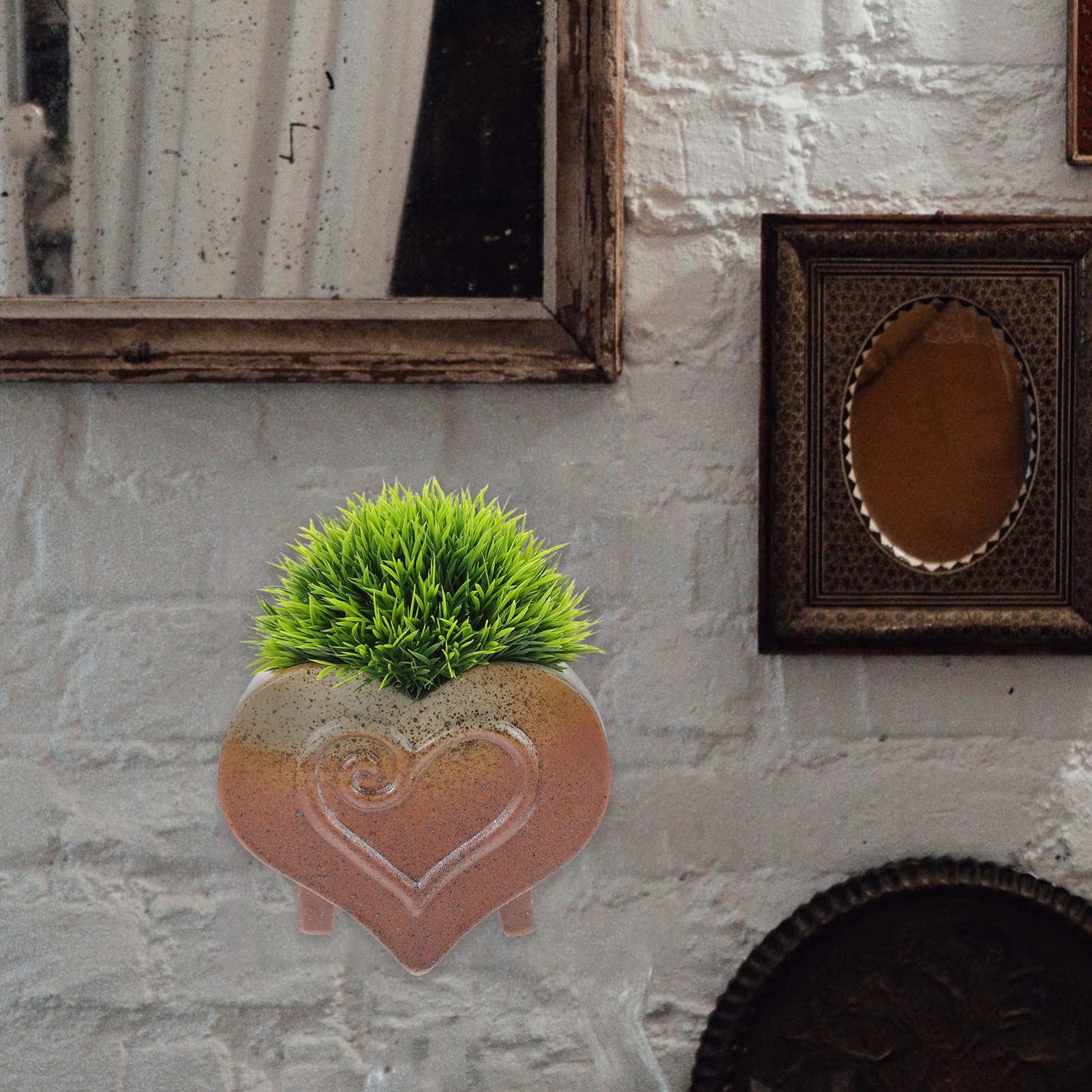 2 Vasi Da Fiori Da Appendere Alla Parete, In Finto Rattan, Da Appendere Alla Parete, Semicerchio, Con Ganci, Per Giardino, Balcone, Recinzione, Montaggio A Parete - Foto 6