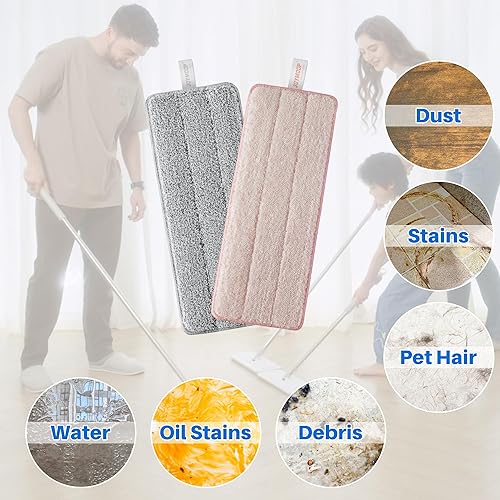 Miniatura 5 de JOYMOOP Almohadillas de repuesto para trapeador, almohadillas de microfibra reutilizables para trapeador plano de 13 pulgadas y cubo de trapeador,