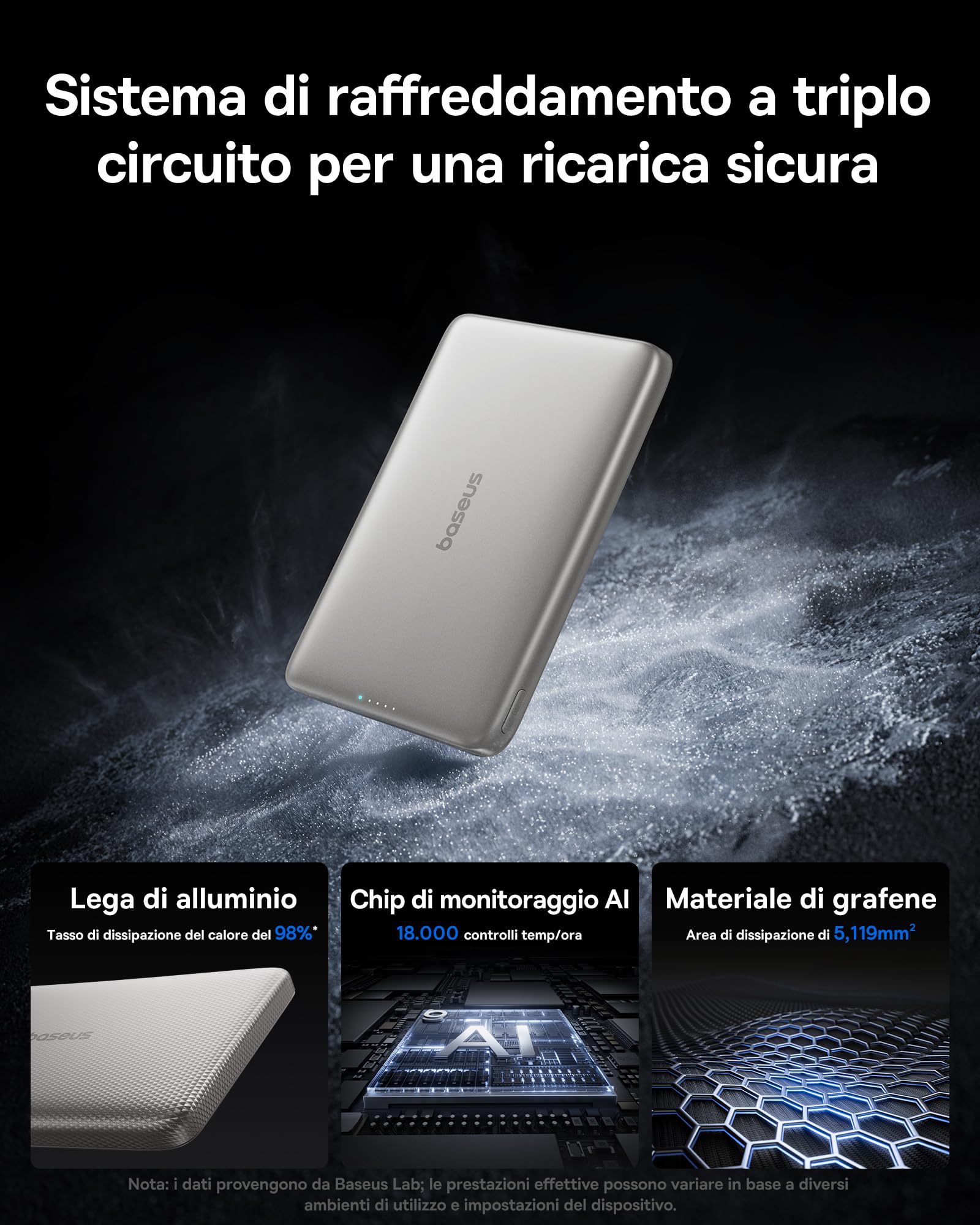 Baseus Picogo AM41 Power Bank, Ultra Slim 10000mAh Qi2 Magsafe Powerbank 15W Wireless, Ricarica Rapida PD 27W, Magnetico Batteria Esterna con cavo USB C per iPhone 17/16/15/14/13/12, Titanio