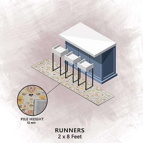 Miniatura 3 de Handicrafts Home Alfombra de lana de 2 x 8 pies hecha a mano  Alfombra bohemia de lana copetuda a mano de primera calidad  Alfombra decorativa