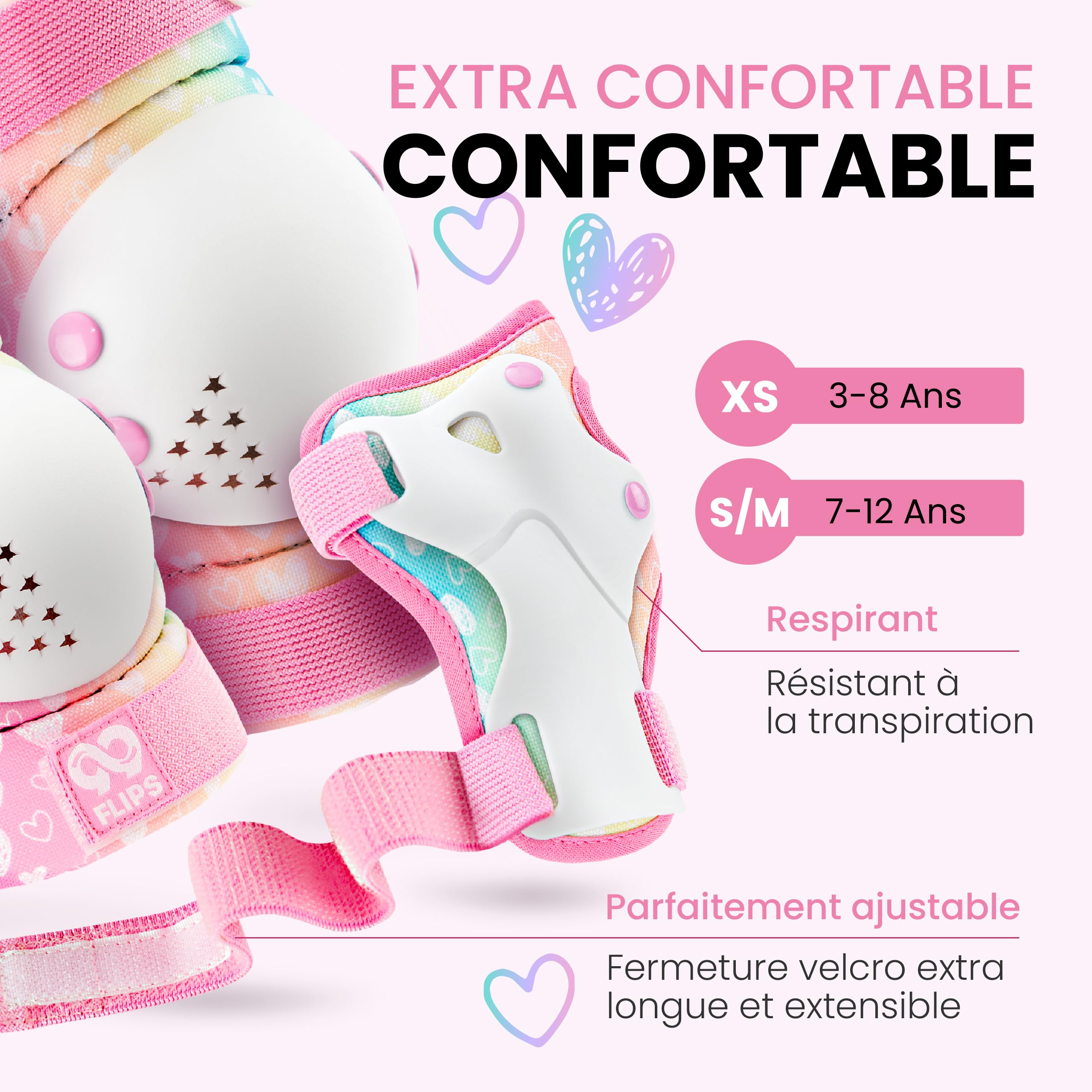 99FLIPS Protection Roller Enfant Fille - 6pcs Set Licorne - Genouillère Enfant avec Sac de Transport - Protection Skateboard Trotinette, Skate & Freestyle BMX avec Coude Rainbow