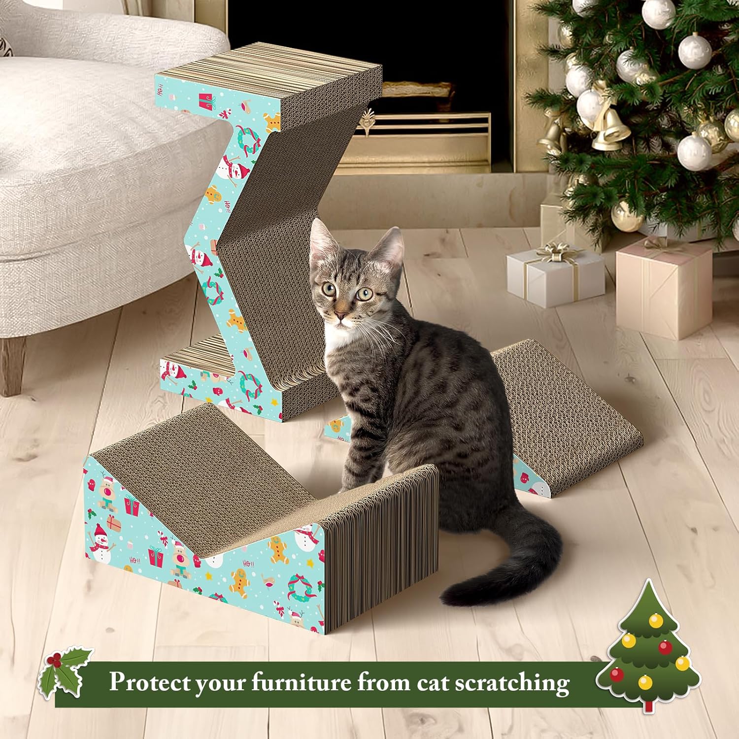 review Cat Scratcher Cardboard & Lounger Cat Scratching Pad 3 Packs for in Door Cats with Catnip