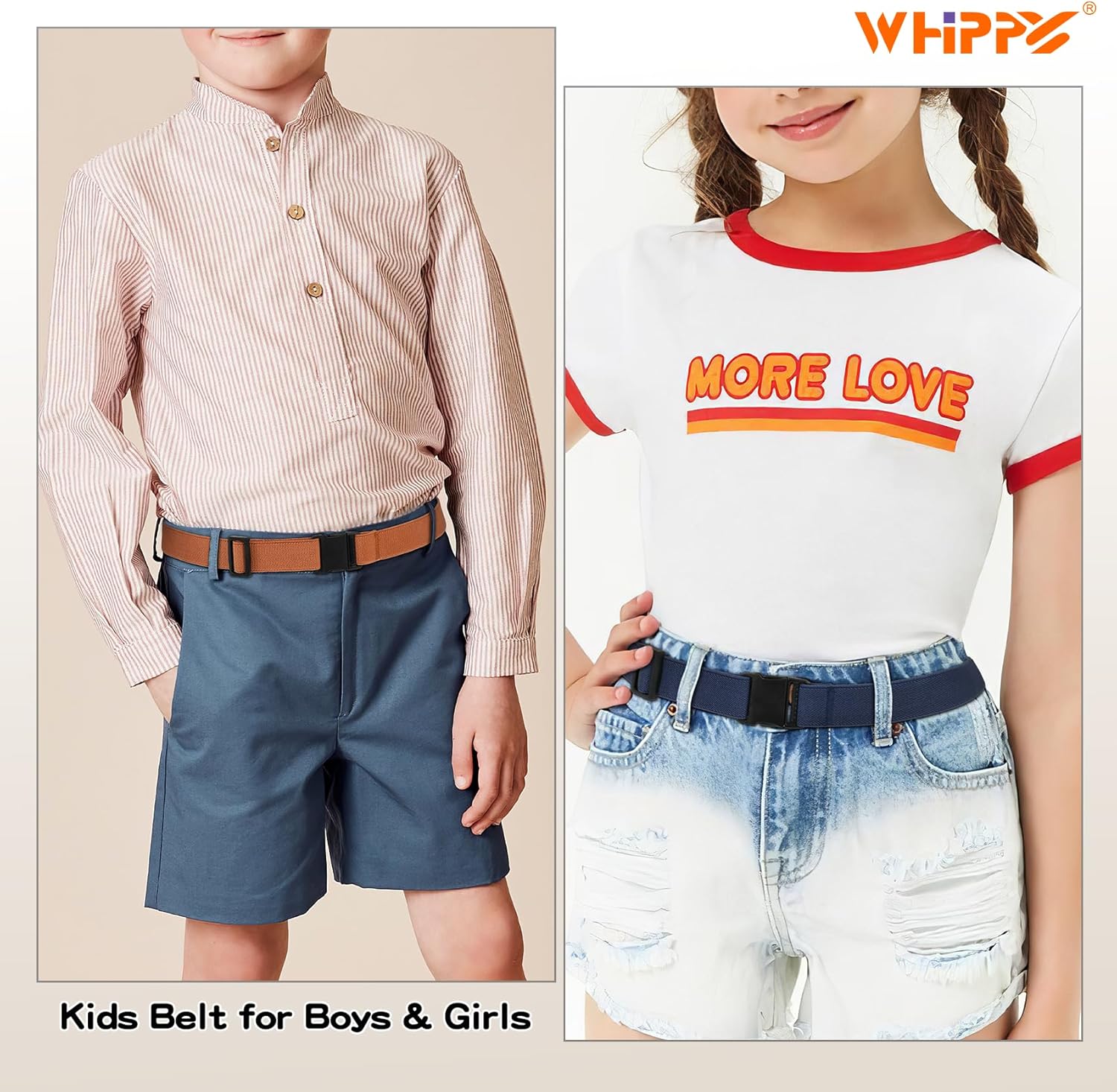 WHIPPY Elastic Kids Belt for Boys Girls - Stretch Invisible Belt with Adjustable Clip Buckle Latch Belts for School Sports - Image 3