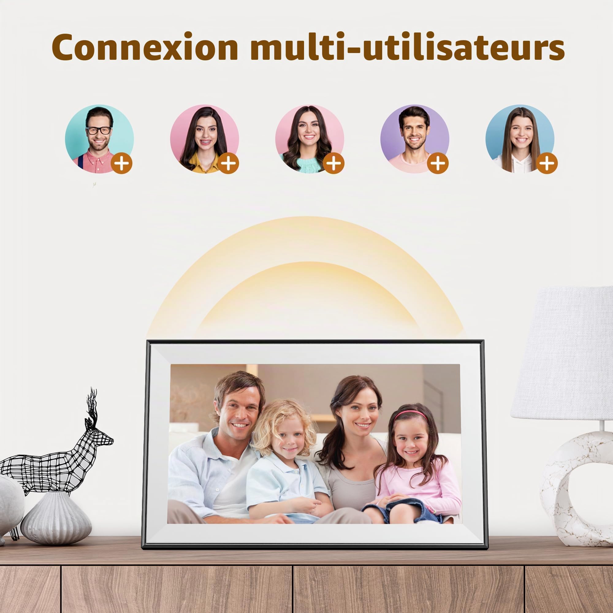 Dragon Touch Cadre Photo Numérique WiFi 15,6 Pouces - Cadre Photo Électronique avec 32 Go de Stockage, Écran Tactile FHD 1080P, Rotation Automatique, Partage Instantané de Photos et Vidéos Via APP