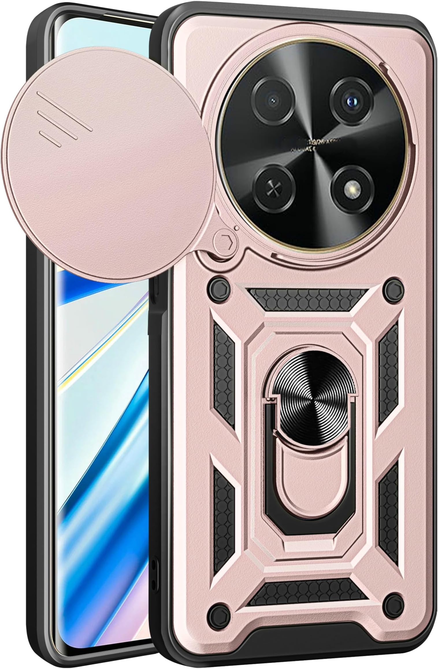 Compatible with Huawei nova 12i Case Cover,with Slide Camera Lens Cover Compatible with Huawei nova 12i 4G CTR-AL20 CTR-L81 / Enjoy 70 Pro Case Pink