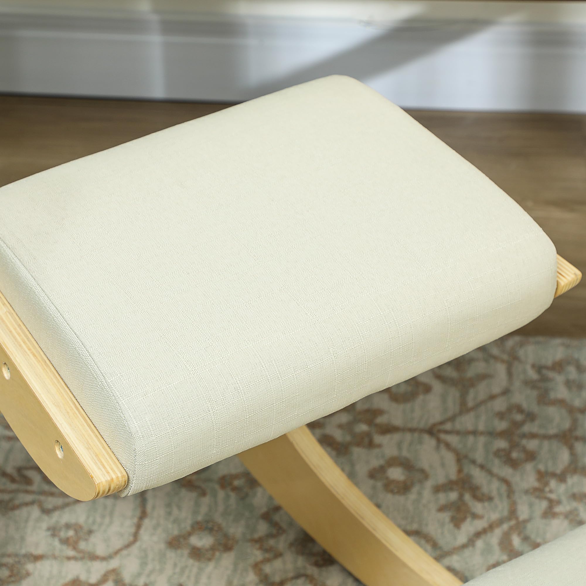 HOMCOM Kniestuhl Ergonomisch aus Holz, Gesundheitsstuhl zur Verbesserung der Körperhaltung, Bürostuhl für Homeoffice, Cremeweiß