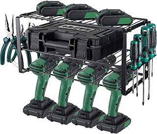 Sinoer Power drill organizert, 3 Layers drill storage rack wall mount, Power Tool Storage Rack, cordless drill holder,Heavy Duty Tool Shelf,Utility Storage Rack for Cordless Drill