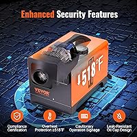 Vista 5 de VEVOR Calentador diésel, calentador de aire diésel todo en uno de 12 V con control remoto y pantalla LCD, tanque de combustible de 5 L, calentador