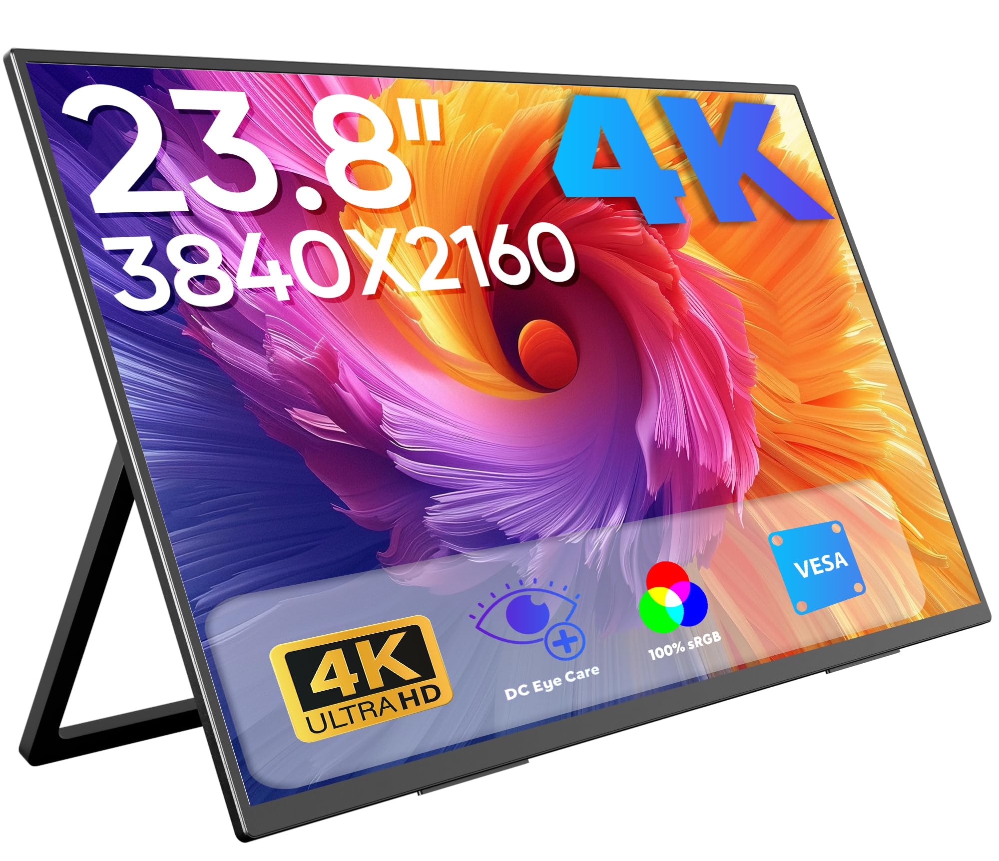 MAGICRAVEN 23.8" 4K Portable Monitor, 3840x2160 UHD Tragbarer Monitor 4K, Laptop Bildschirm Erweiterung, 100% sRGB Mobiler Monitore, Laptop Screen Extender für Laptop/PC/Mac/PS5/4/X-BO