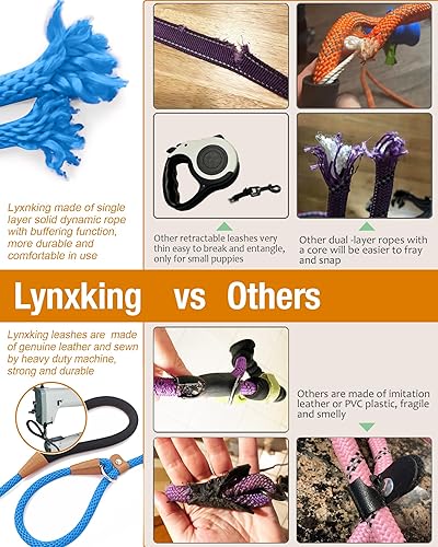 Miniatura 4 de lynxking Paquete de 2 correas antideslizantes para perros de 6 pies, resistentes y trenzadas, correas de entrenamiento para perros medianos, grandes