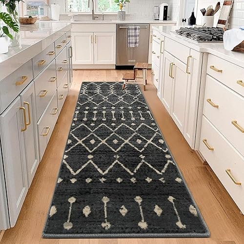 Miniatura 3 de WESTLOOM Alfombra de pasillo de 2 x 6 pies, diseño de enrejado marroquí, alfombra larga con acento oriental, alfombra larga para interiores,