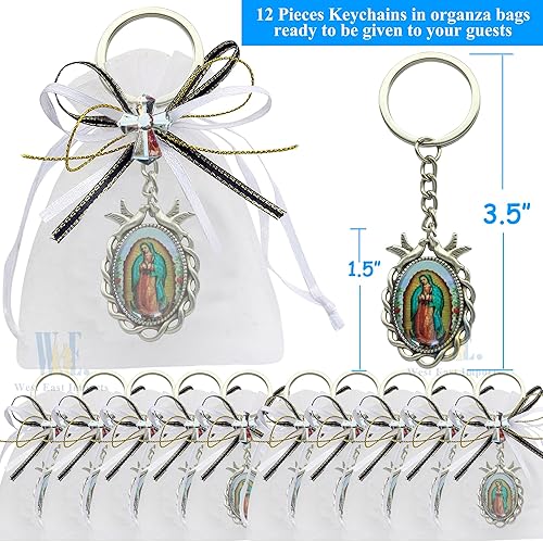 Miniatura 2 de WE Llavero conmemorativo favor 12PCS Nuestra Señora de GuadalupeRecuerdos para Novenario Aniversario (blanco), plateado