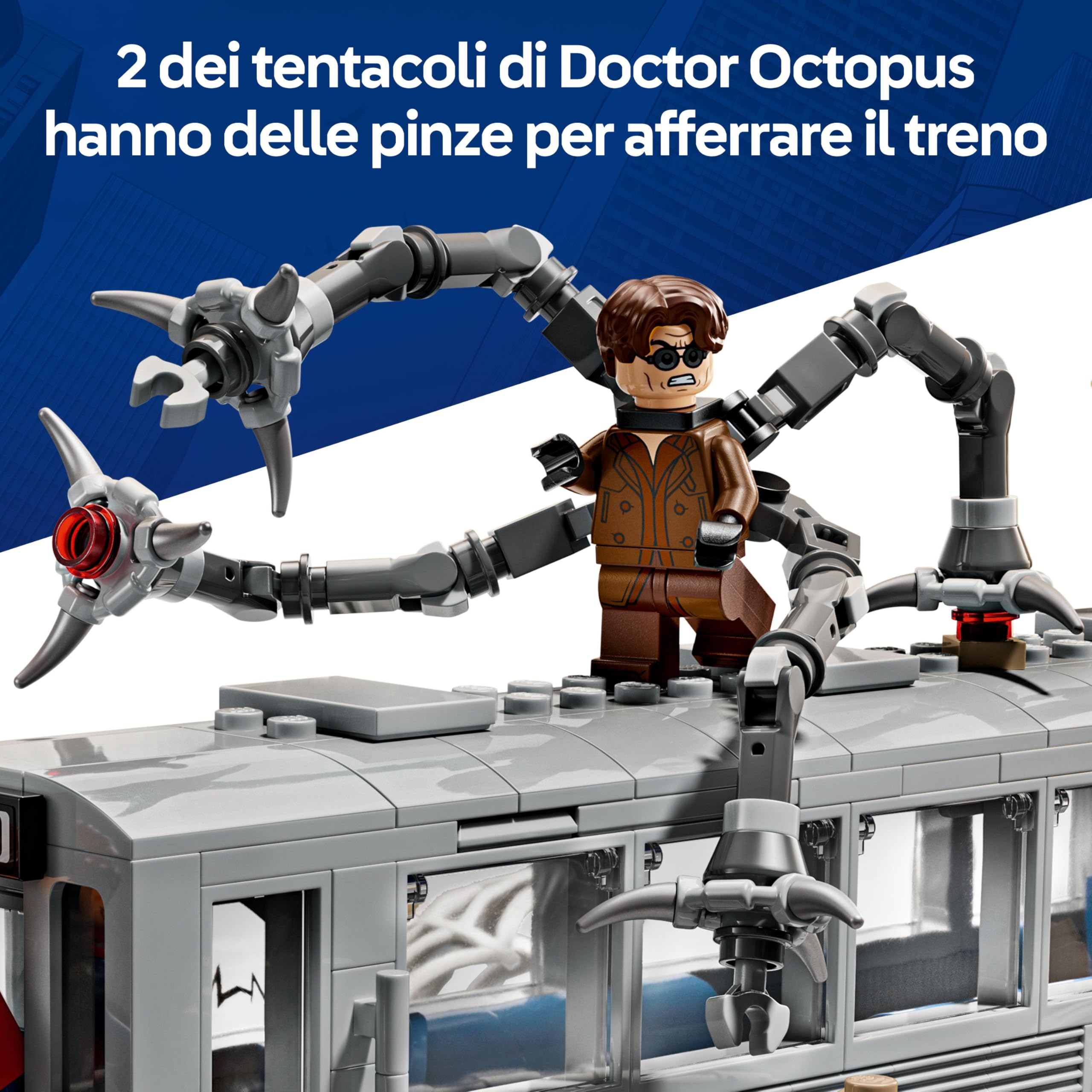 LEGO ǀ Marvel Spider-Man Contro Doc Ock: Duello sul Treno - Giocattolo da Esposizione con 4 Minifigure - Regalo da Collezione Da Supereroi per Bambini da 9 Anni in su Fan del Film - 76321