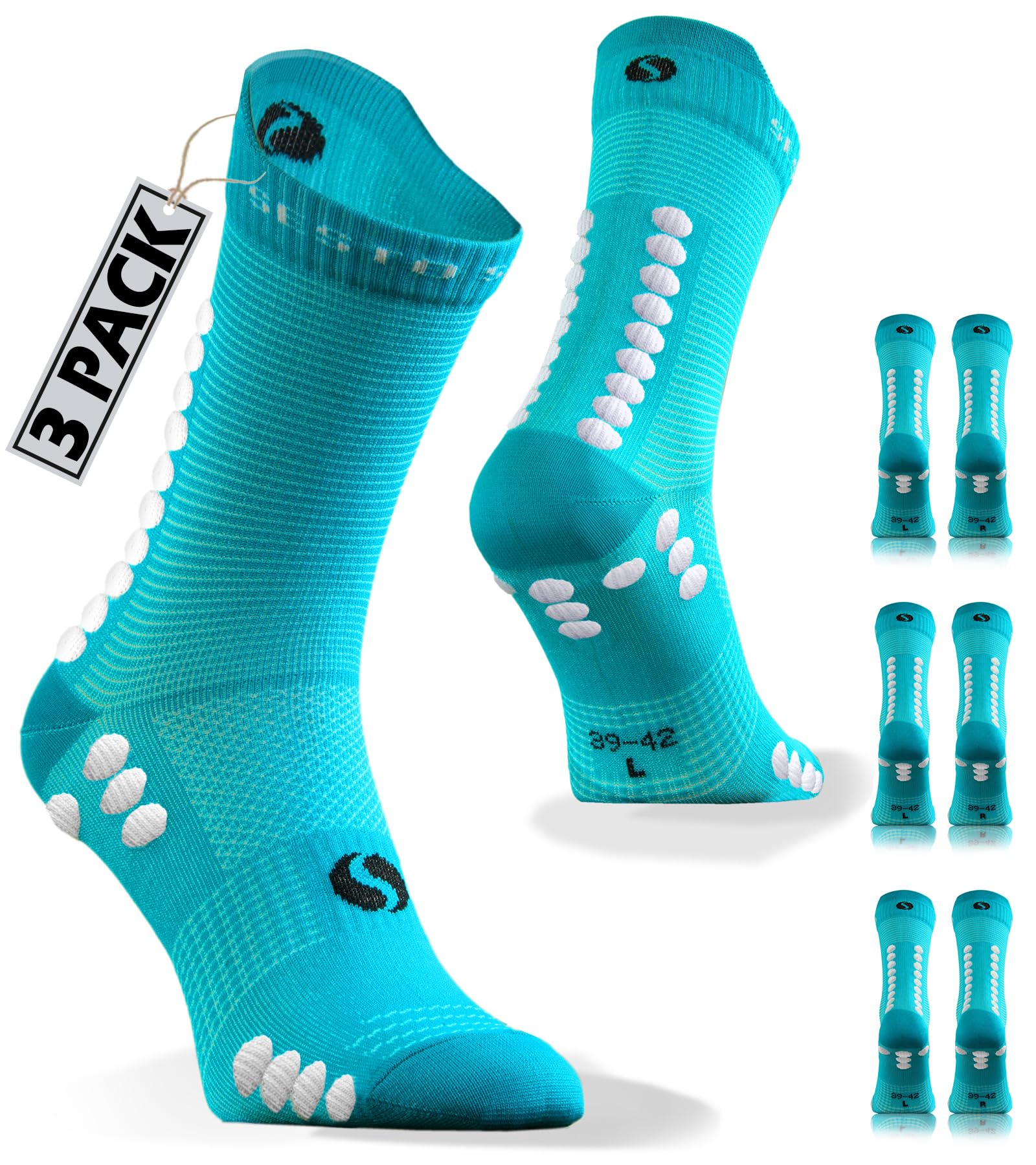 sesto senso 3 Pairs Unisex Sports Socks for Men and Women, 3Pack Turquoise, 43-46