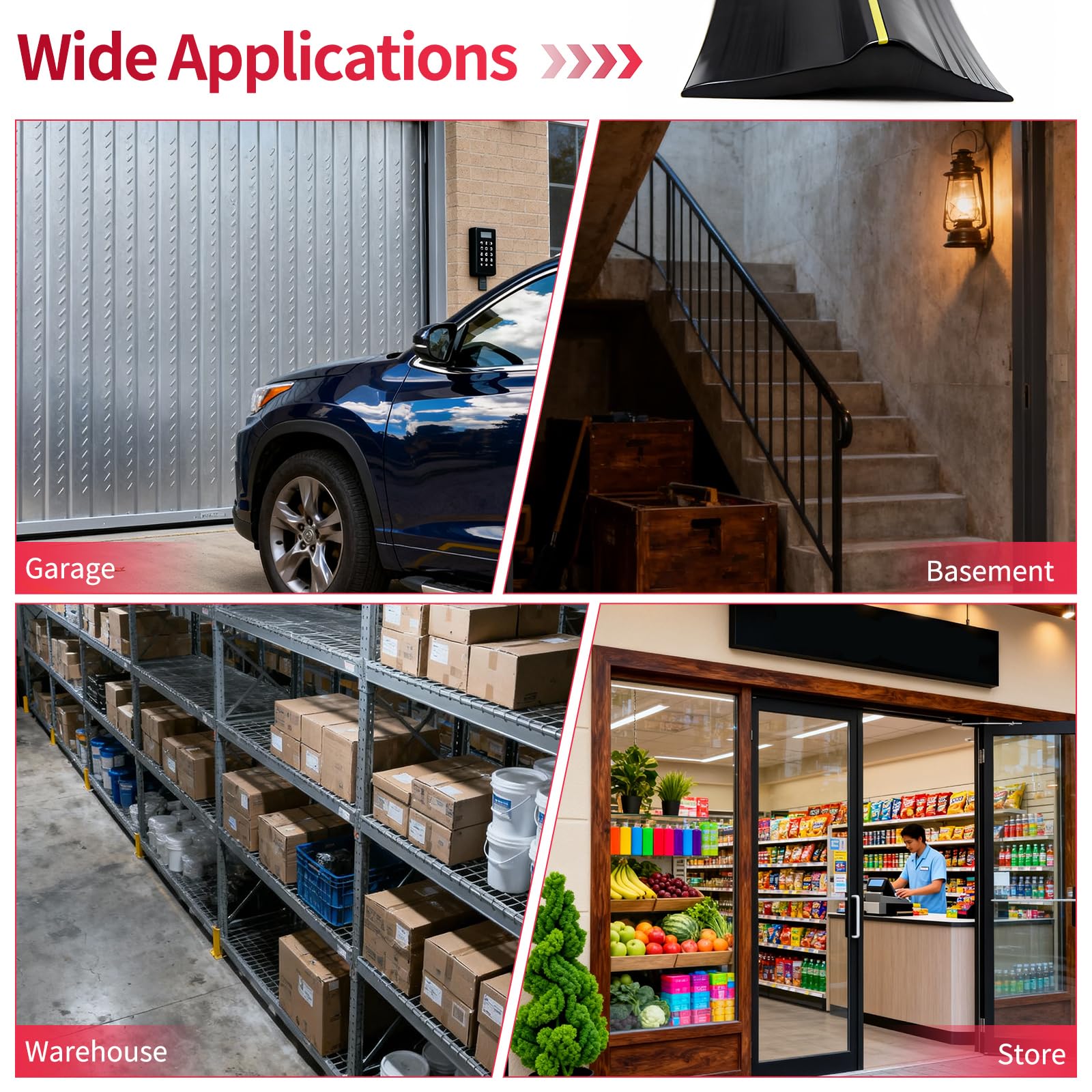 Guarnizione Universale in Gomma 6 m per Porta Garage, Sigillante per Soglia Impermeabile Antintemperie, Kit DIY per Isolamento