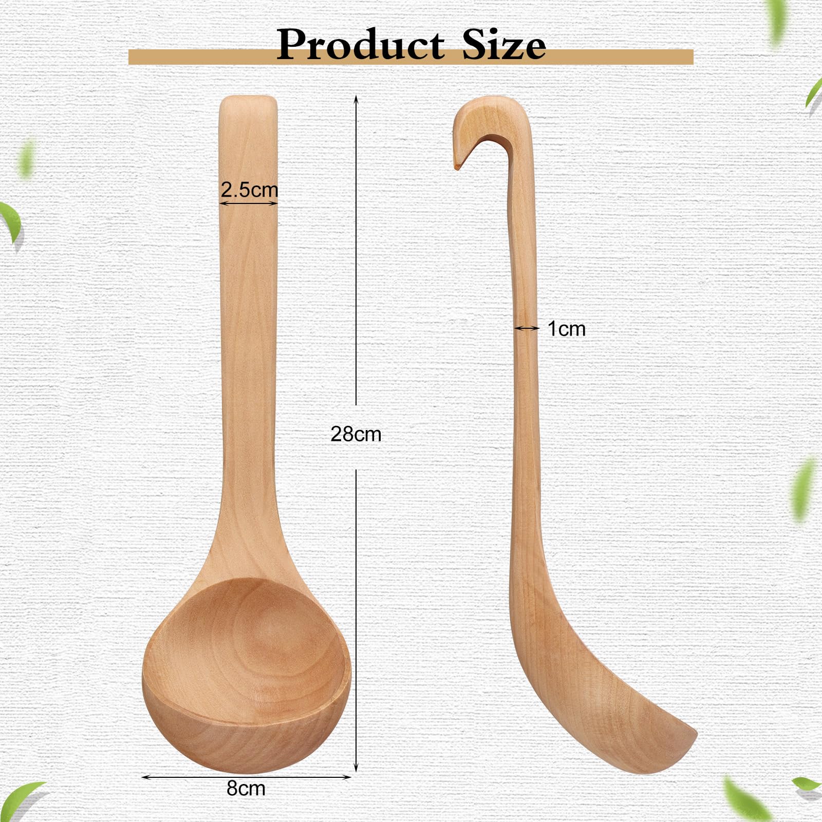 TsunNee Drewniana chochla do zupy, drewniana chochla do sosów, łyżka do zupy z naturalnego drewna, łyżka do owsianki, długość 28 cm