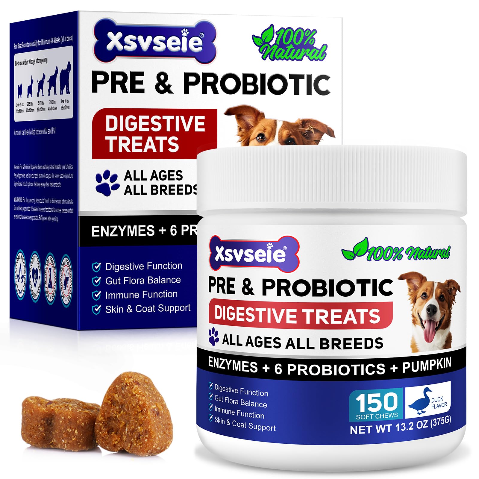Probiotics for Dogs, Dog Probiotics for Gut Health, Dog Probiotic Supplements, dog probiotics and Digestive Enzymes with Prebiotics, Digestive Support & Itchy Skin Relief,Allergies,Reduce Diarrhea,Gas