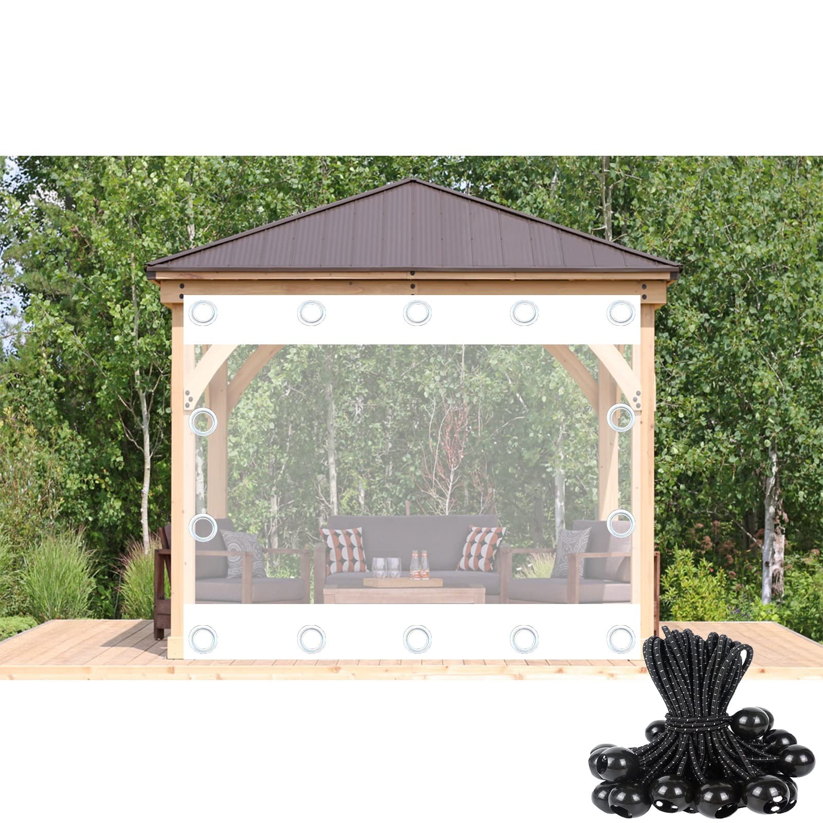 Freezer Room PVC Strip Curtain Transparent Waterproof PVC Tarpaulin with Eyelets Outdoor Curtains Clear Tarp for Garden, Pergola, Customized : Home & Kitchen