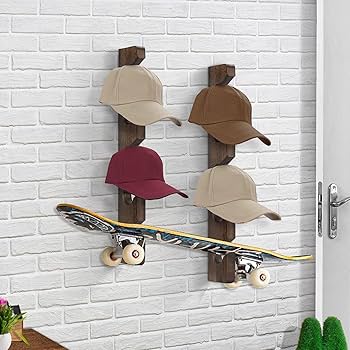 Restorgan Mützen Regal 2er Set - Wandhalterung Für 20 Caps Mit Kleiderhaken