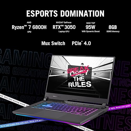 Miniatura 3 de ASUS ROG Strix G15 - Laptop para juegos, 15.6" 169 FHD 144Hz, GeForce RTX 3050, AMD Ryzen 7 6800HS, 8GB DDR5, 512GB PCIe SSD, Wi-Fi 6E, Windows 11,