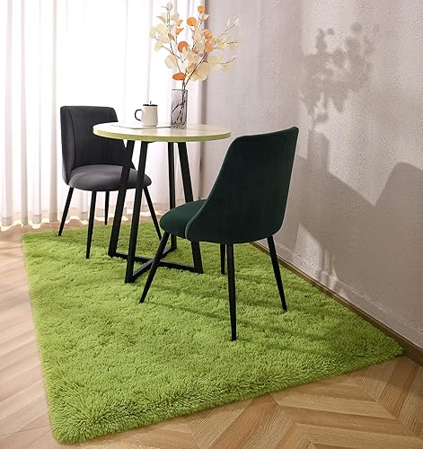 Miniatura 9 de Kimicole - Alfombra de área verde para dormitorio, sala de estar, decoración del hogar, 5 x 8 pulgadas, bonita alfombra esponjosa para apartamentos,