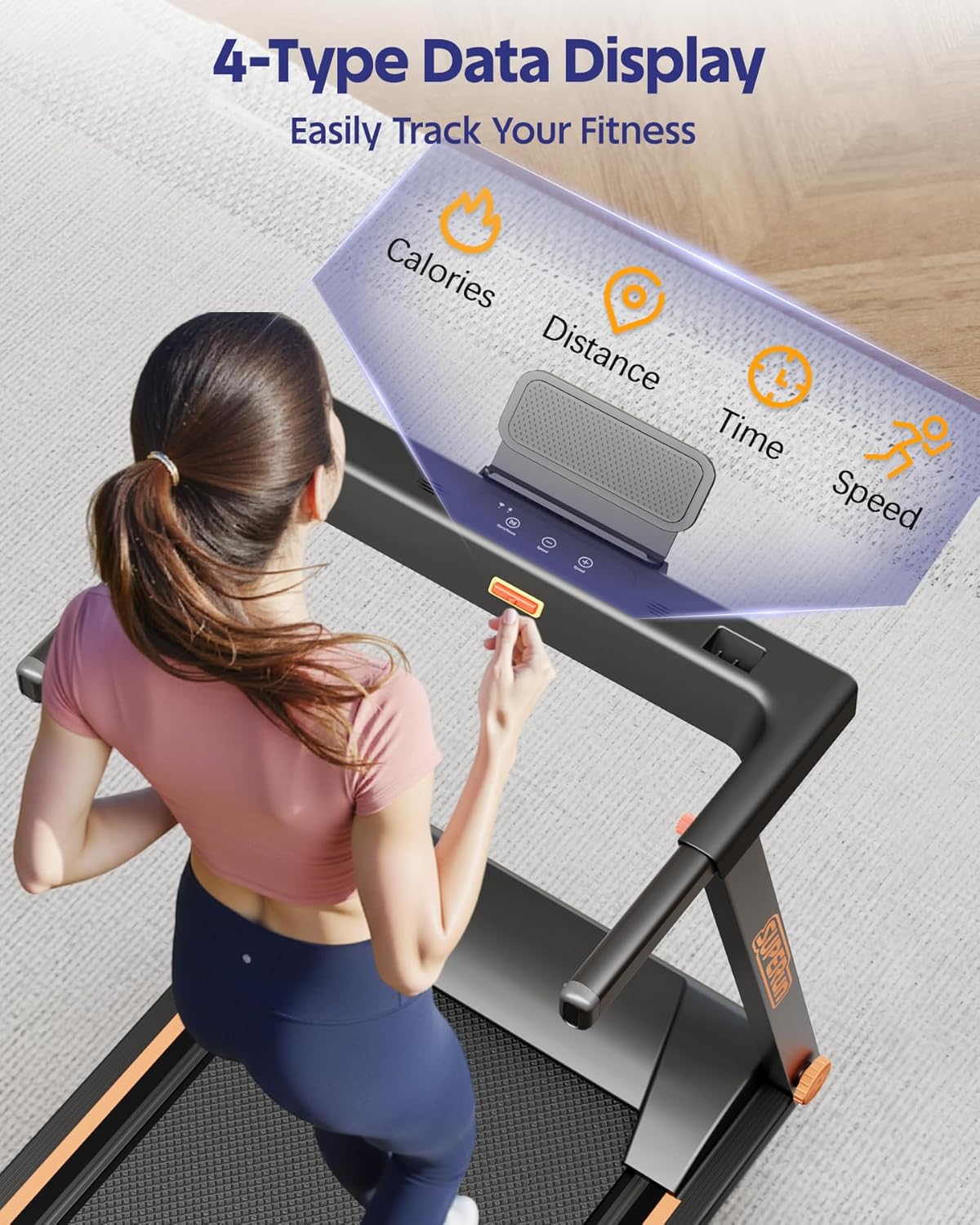 Superun Treadmills for Home, 4-in-1 Foldable Treadmill with Incline, 300 LBS Capacity Running Treadmills for Home Small Spaces with Handles, 3.0 HP Folding Treadmill with Smart APP