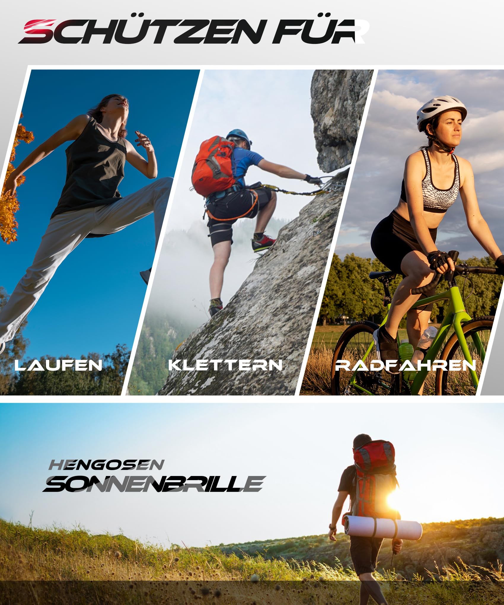 HENGOSEN Sport-Sonnenbrille Polarisiert-Sonnenbrille Herren-Damen Fahrradbrille: Sportarten Radfahren Laufen UV400 Schutz
