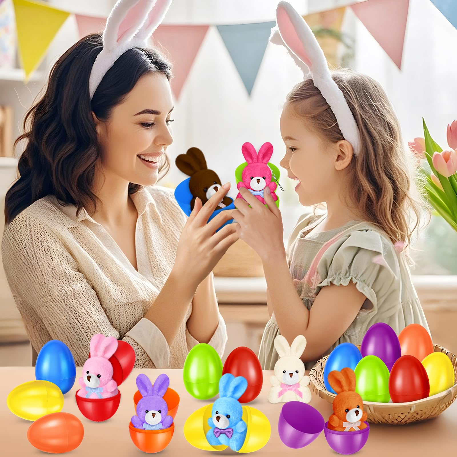 Œufs De Pâques JOYIN Pré-remplis - 18 Peluches Animaux Avec Porte-Clés, Pour Chasse Aux Œufs