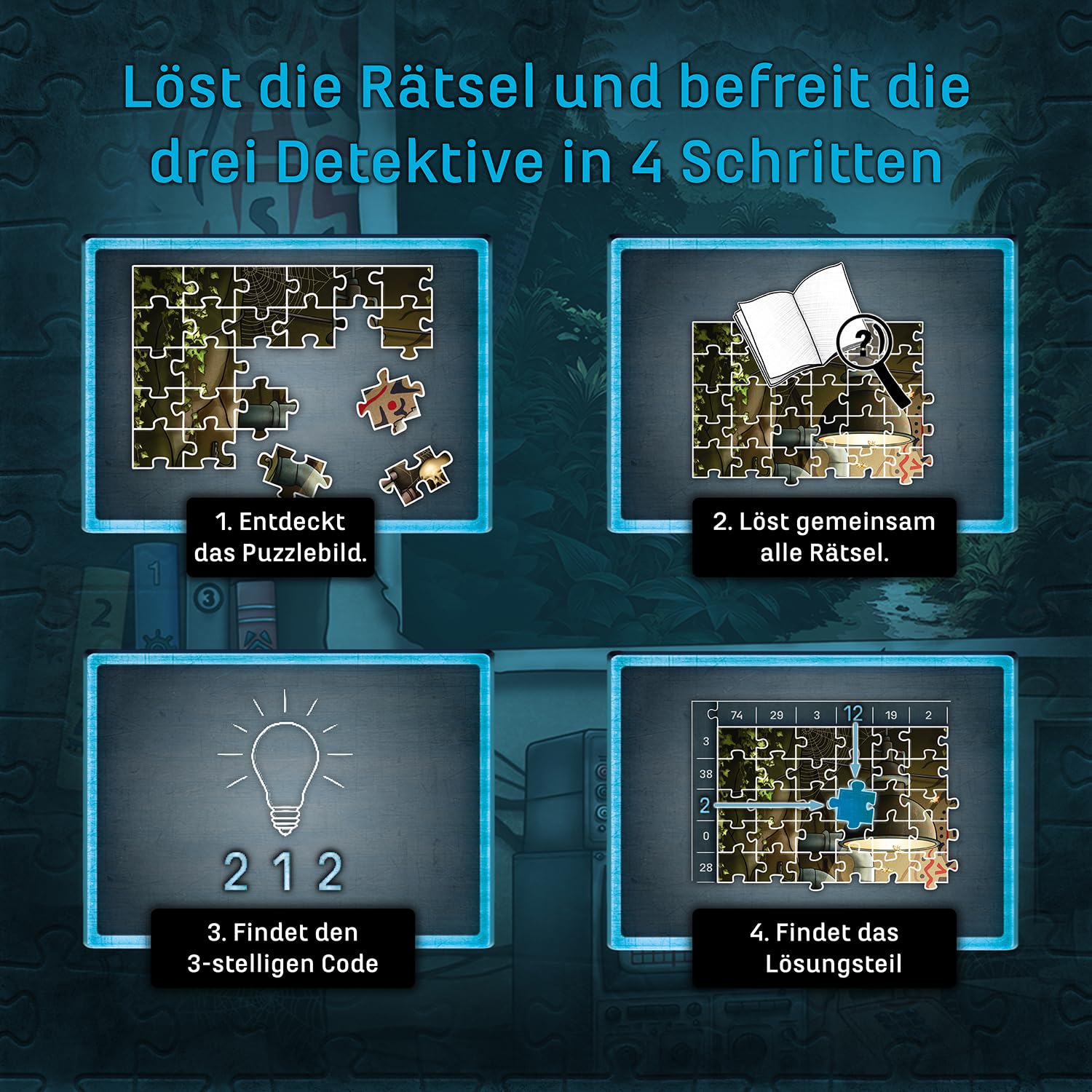 KOSMOS 685737 EXIT® Das Puzzle Die DREI ??? Toteninsel, 500 Teile Escape Game Puzzle mit exklusiver Die DREI Fragezeichen Geschichte - 5