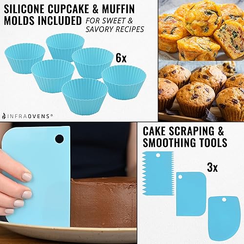 Miniatura 5 de INFRAOVENS Moldes redondos de silicona para pasteles y cupcakes  Moldes antiadherentes para hornear con tabla de conversión de cocina y folleto de