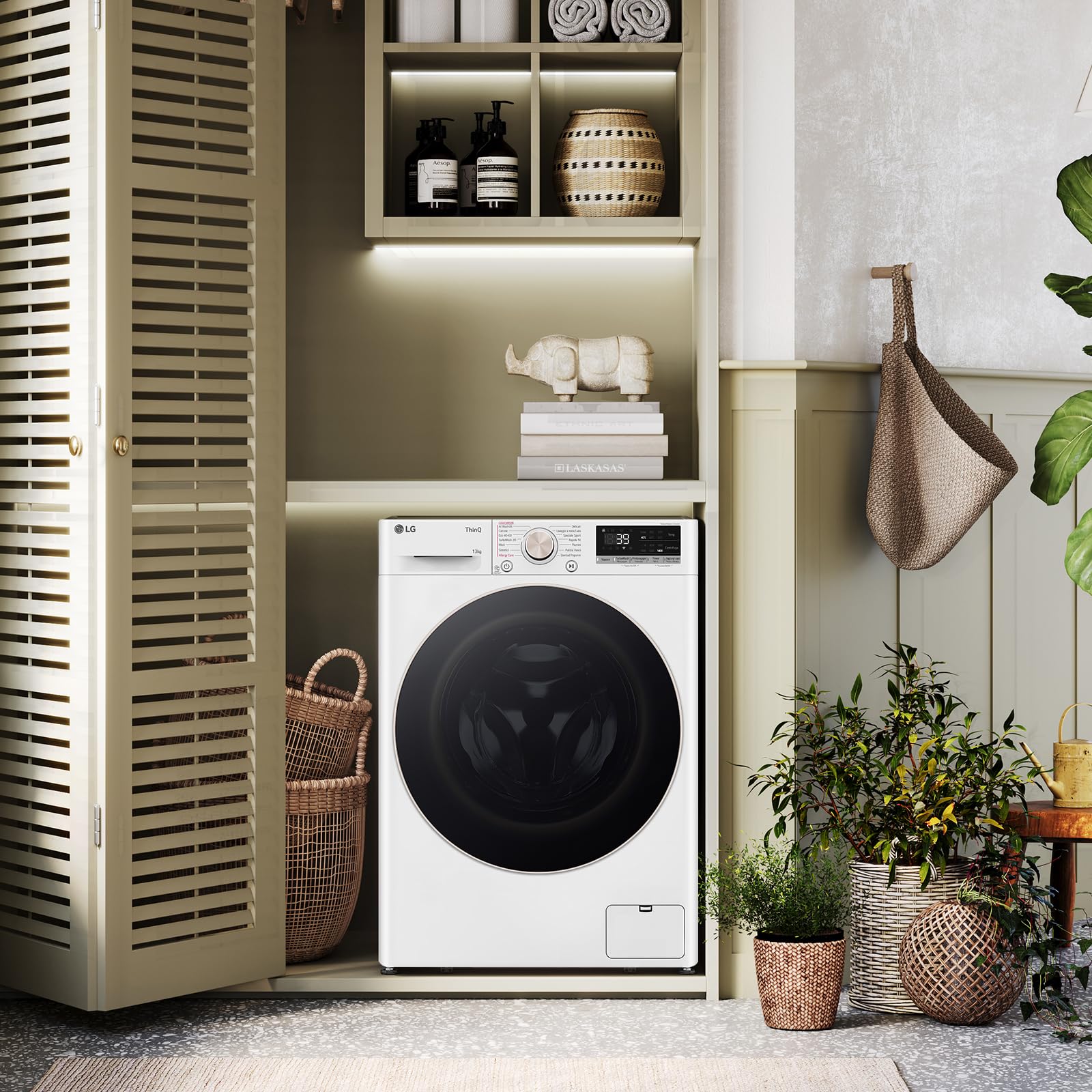 LG AI DD F4R7010TSWG Machine à Laver 10 kg, Chargeur Frontal, Série R7, Machine à Laver Classe A -10%, 1400 Tours TurboWash 360, Vapeur sur 7 Programmes, WiFi, Autonome, Blanc