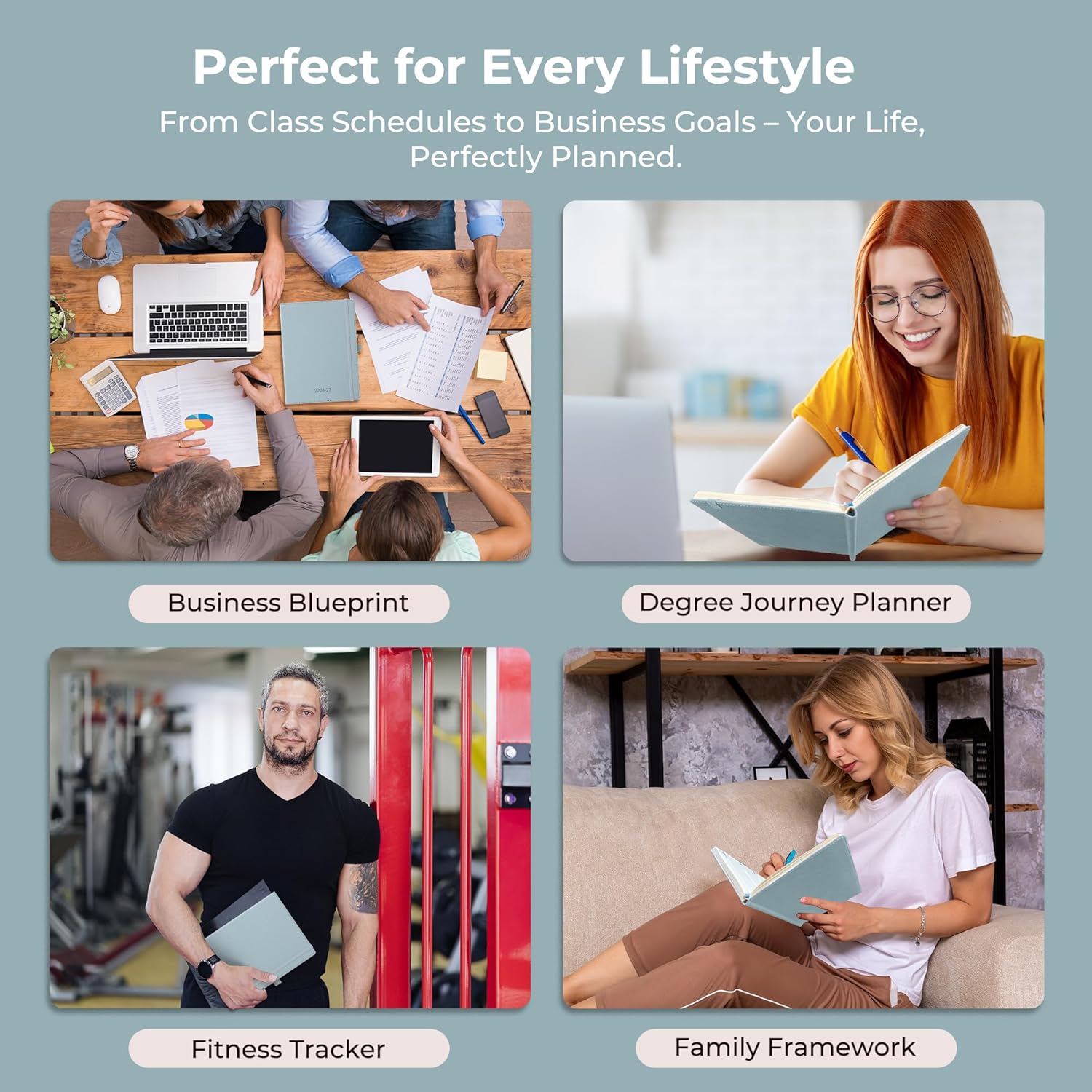 Weekly Monthly 2026-2027 Planner (July 26-Dec 27),8.5"x6.5",18 Months Agenda Plan with Month Tabs & Pocket,Expenses/Note Pages, Academic Calendar with Vegan Leather Cover,Dusty Blue