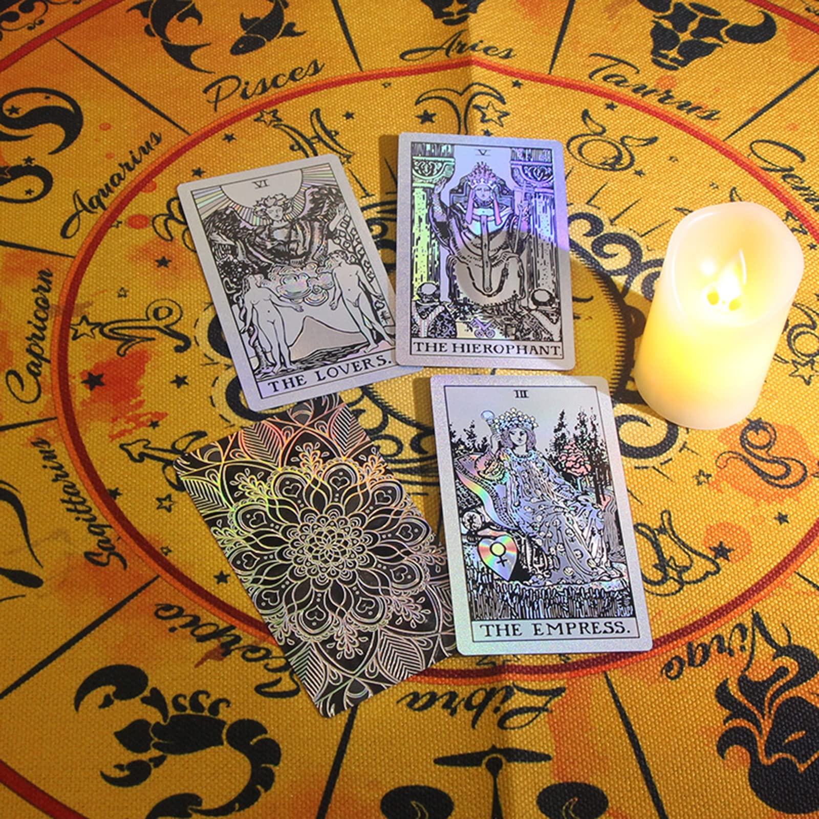 Tarotkarten, Anfängerset, Tarotkartendeck, wasserdichtes PVC-Laser-Tarotkartendeck, Goldfolien-Tarotkarten mit Handbuch und Box, Zukunftserzählspiel, Wahrsagerei for Anfänger