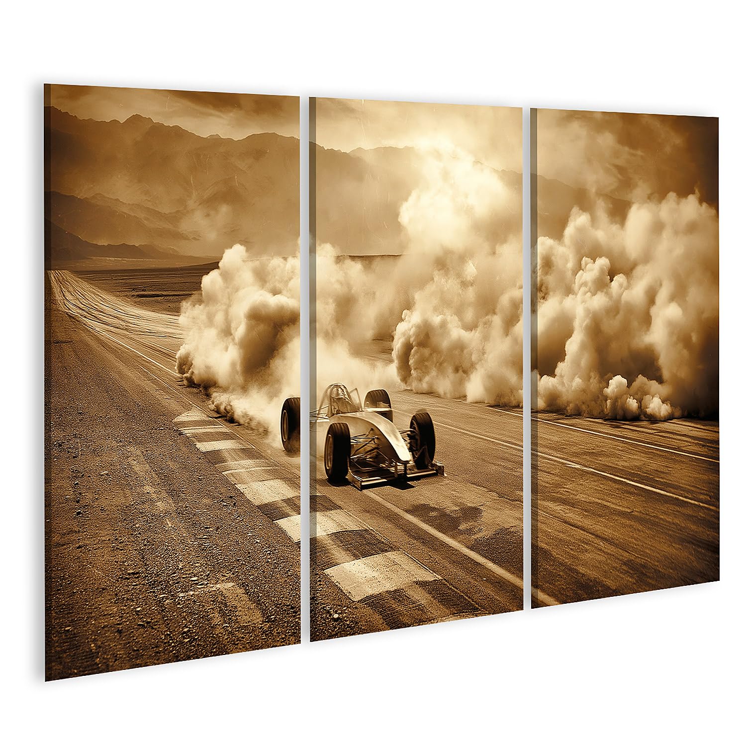 islandburner Tableau sur toile - Motif course dynamique de Formule 1 - Décoration murale - Bureau pour les amateurs de sport automobile - 3 pièces