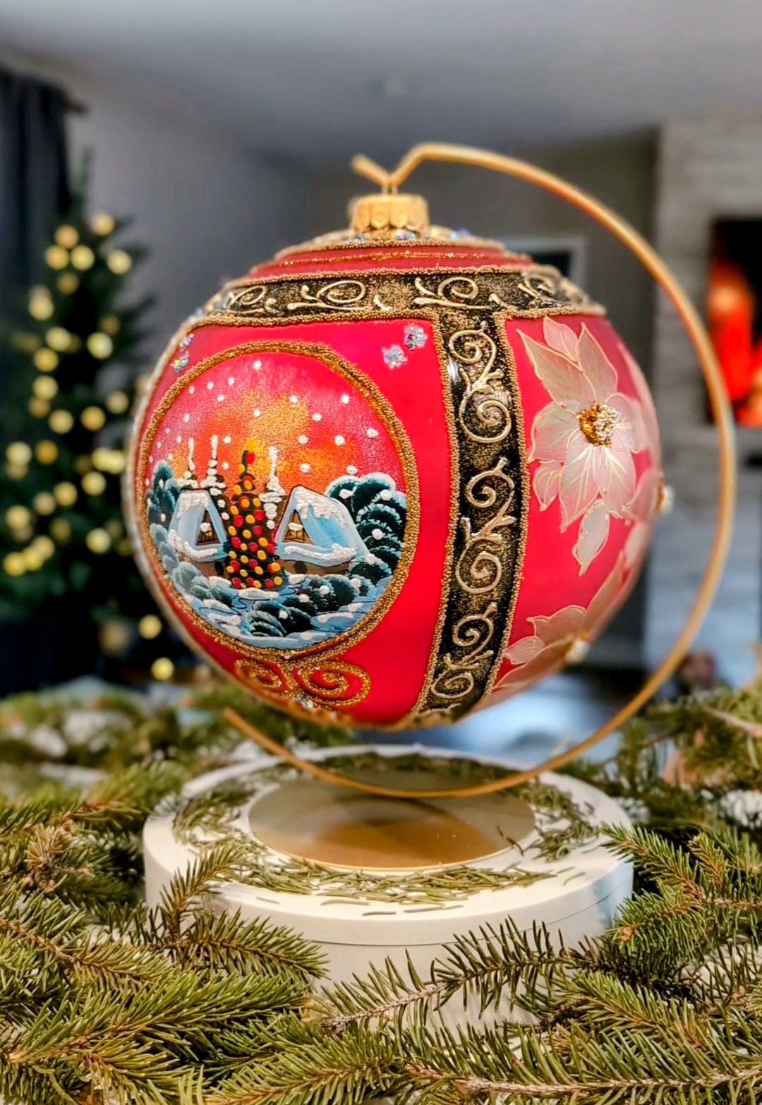 Amazon.com: Red Christmas Ornament with Stand Polish Blown Glass