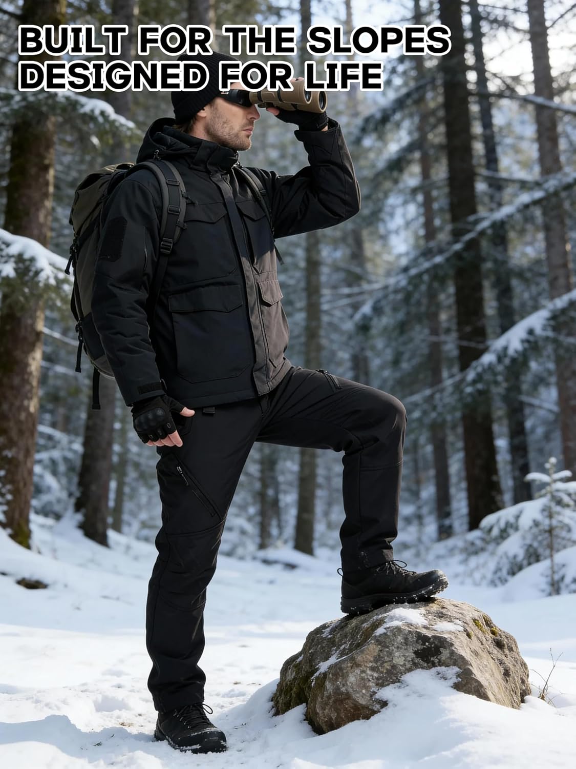 FREE SOLDIER Men's Waterproof Ski Winter Jacket Warm Winter Snow Snowboard Coat with Multi Pockets Detachable Hood - Image 9