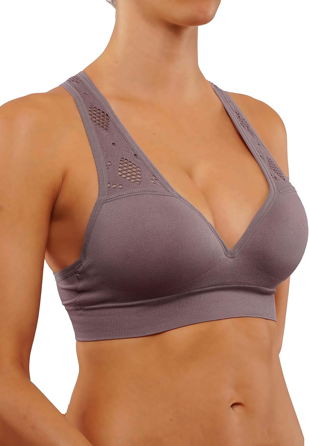 ROUGHRIVER Women's Yoga Crop Top Sports Bra with NOT Removable Adding Volume Pads Breathable Race Back - Image 3