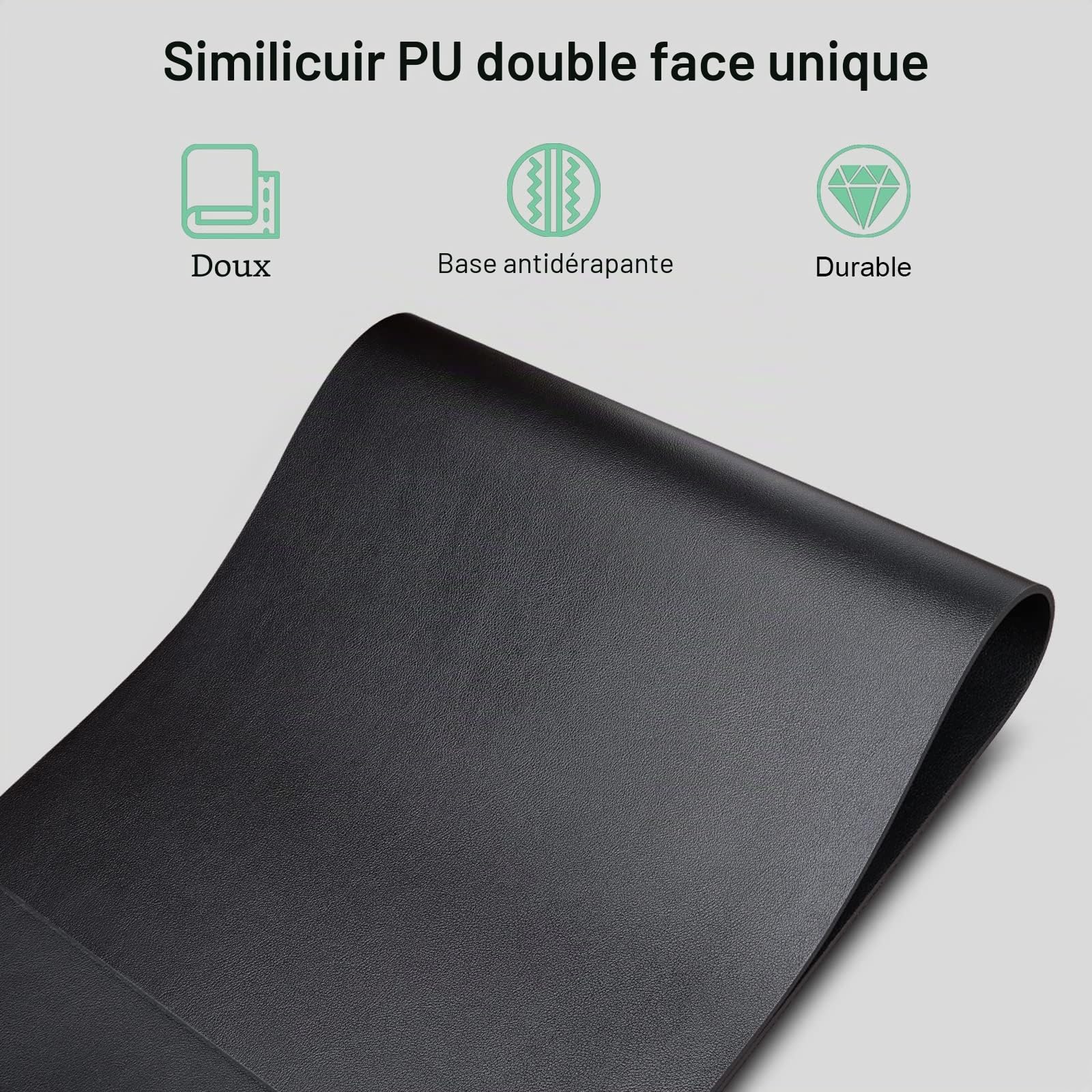 GORESE Sous-main Bureau en Cuir PU avec Charge rapide sans fil 10W, Tapis Bureau Tapis de Souris étanche antidérapant 90x42 cm Noir
