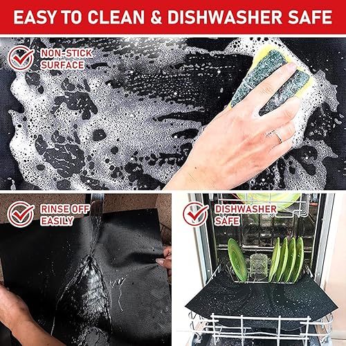 Miniatura 3 de RENOOK Revestimientos gruesos y resistentes para la parte inferior del horno, juego de 3 alfombrillas antiadherentes para horno, 16.5 x 23 pulgadas,