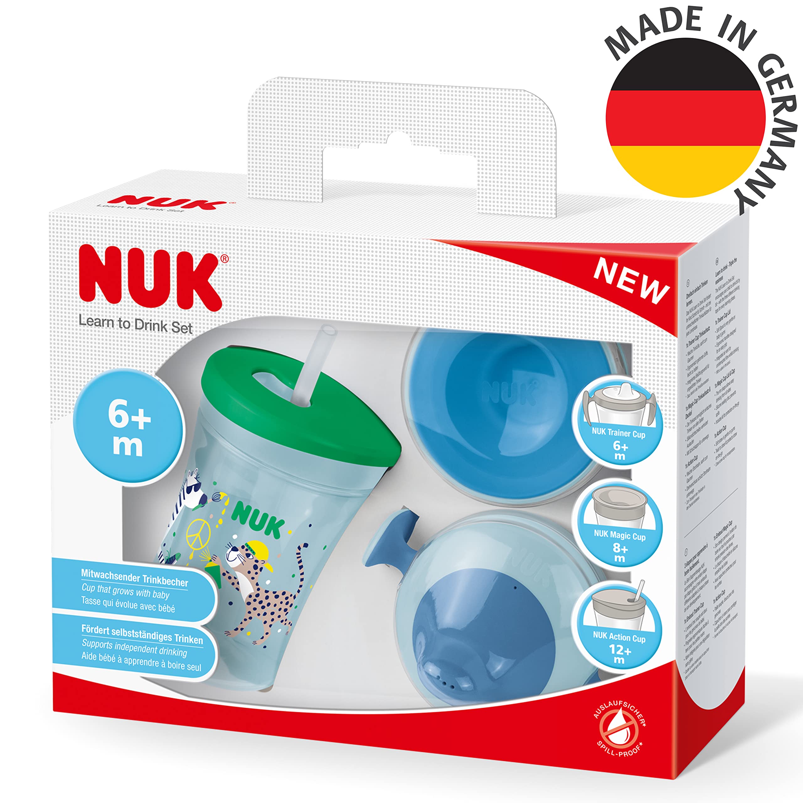 Magic Cup nauka 3 w 1 kubek i butelka na napoje 230 ml bez BPA zielony leopard