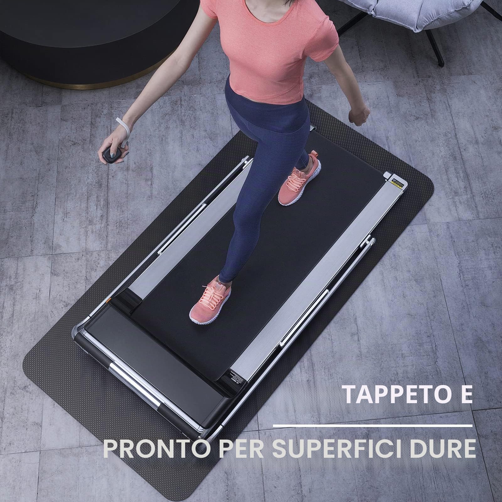 Tappetino per tapis roulant, tappetino protettivo resistente per cyclette, spin bike, attrezzature per il fitness, 180 cm x 75 cm, nero