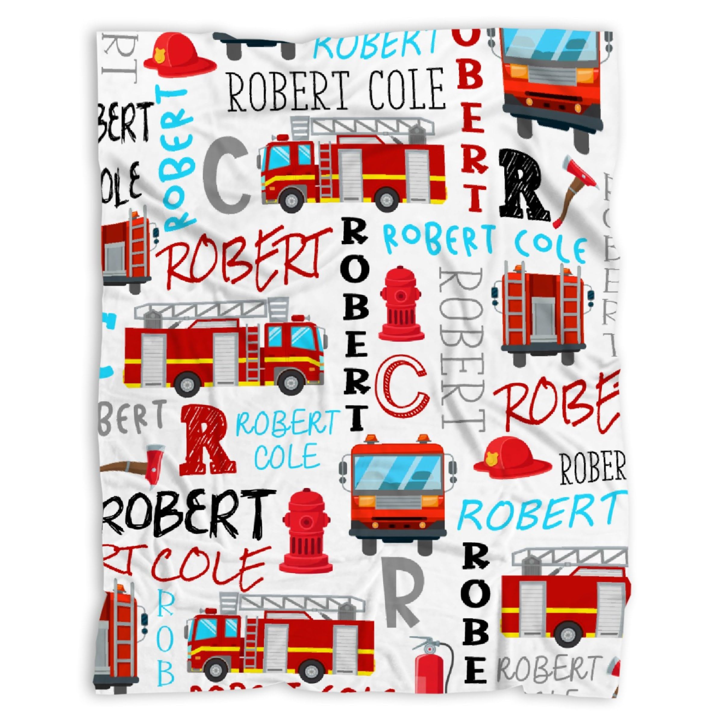 Personalized Fire Trucks Firefighter Custom Baby Blanket Gifts for Boys Girls Super Soft Blanket Swaddle Newborn Cozy Receiving Blanket Stroller Throw 40x30 in for Puppy