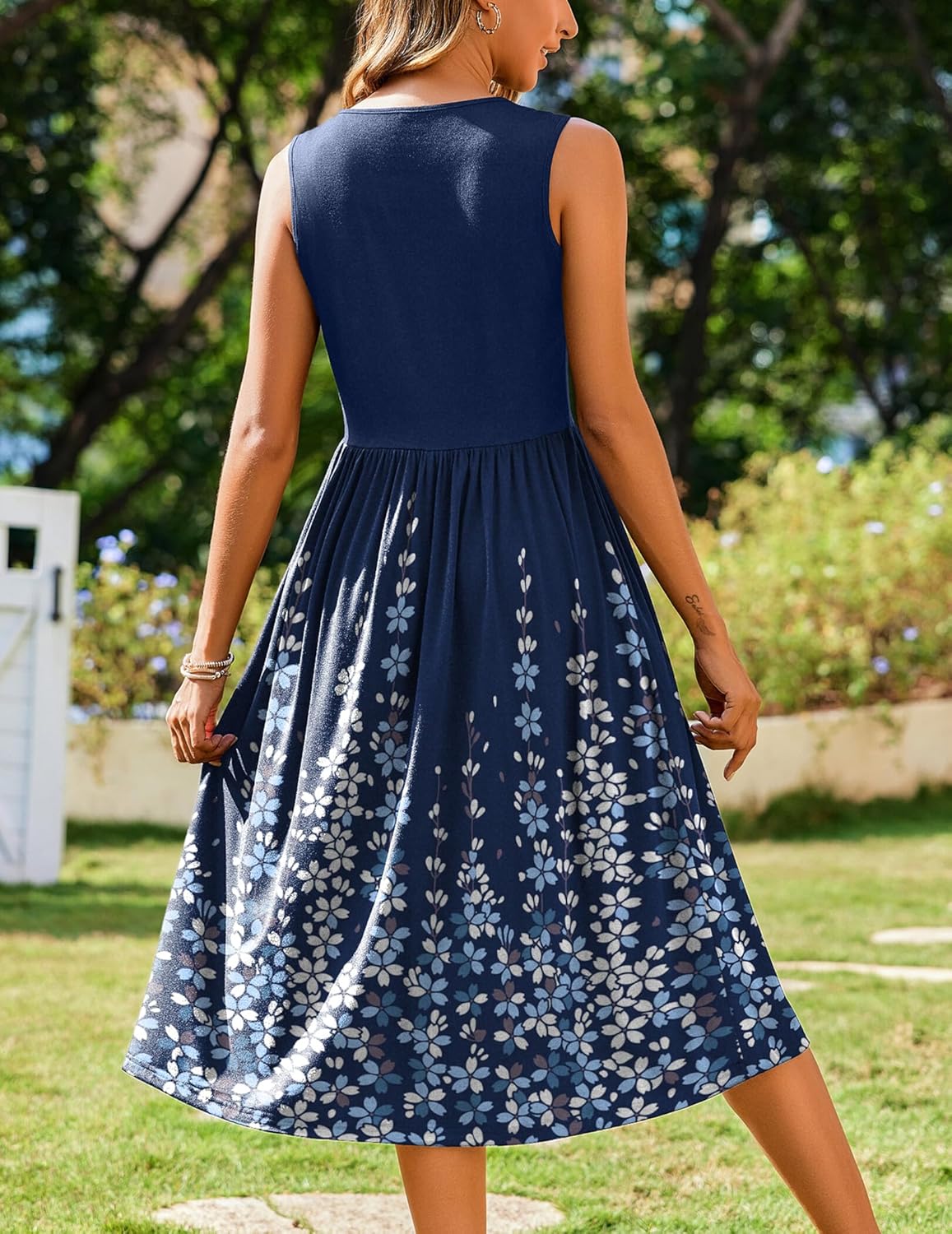 Zeagoo Women's Summer Tank Midi Dress with Pockets Floral Sleeveless A-Line Casual Loose T-Shirt Dresses Beach Sundress 2026 - Image 6