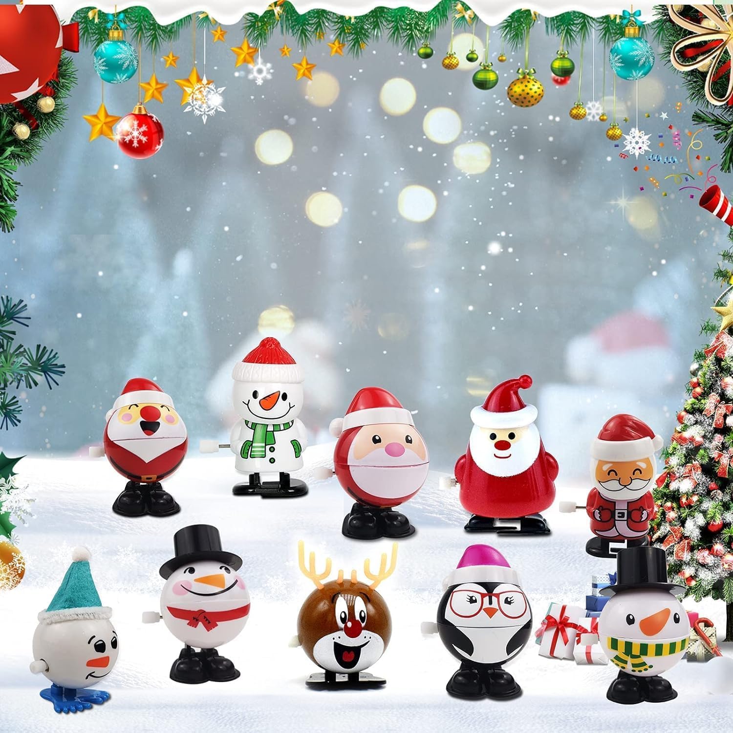 18 Pcs Juguete De Cuerda Regalo para Niños Decoracion Arbol Navidad Casa Adornos Hogar Decoración para El Arbol Interior Personalizadas Decoraciones Pack Cosas Alce Papá Noel