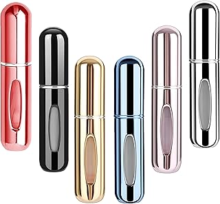 بخاخة عطر سهلة الاستخدام بتصميم محمول قابل لإعادة الملء مع مضخة قابلة لإعادة الاستخدام، مناسبة للسفر والراحة أثناء التنقل، عبوة من 4 قطع، سعة 5 مل