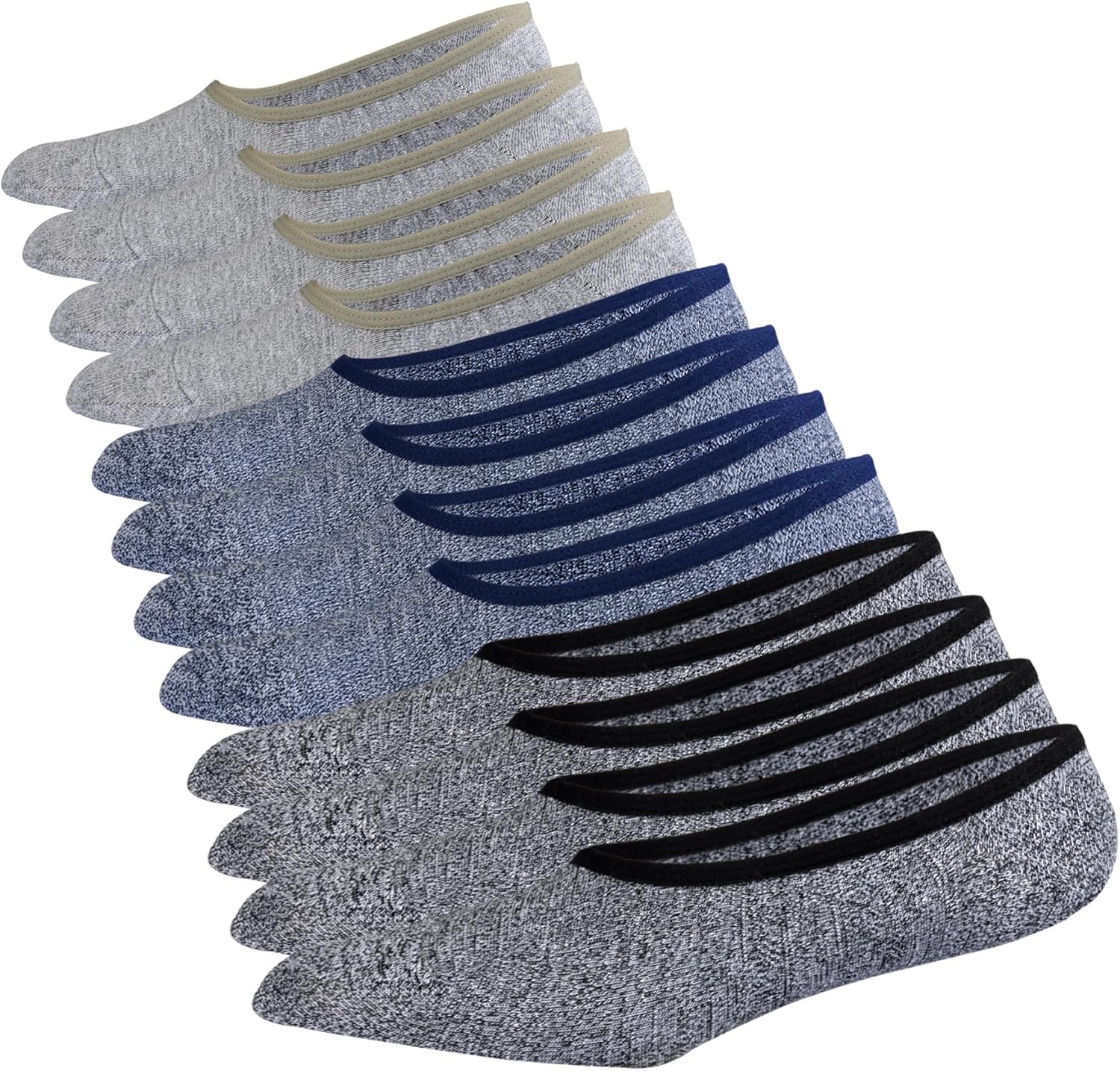 JORMATT Mens Truly No Show Socks With Non Slip Grips,Women Cotton Low Cut Socks for Loafer Sneakers Boat Shoes