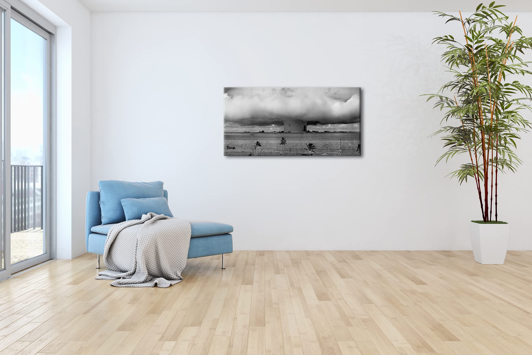 Panorama Test d'armes nucléaires 100 x 50 cm Impression numérique de qualité supérieure avec cadre en bois