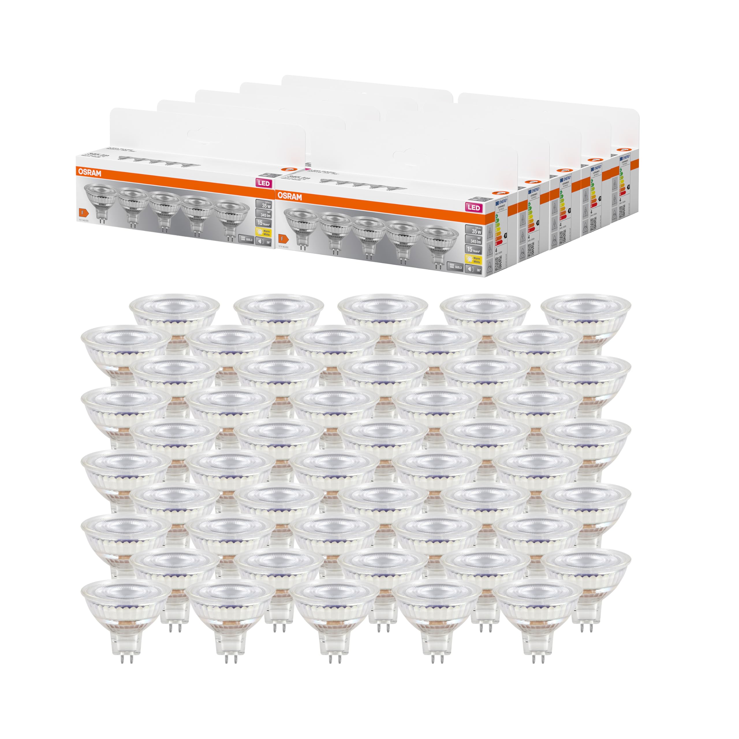 OSRAM LED BASE MR16, confezione vantaggiosa con 50 lampadine a bassa | , LED Lamps, 50.00 Millimetres dia, , confezione da 50
